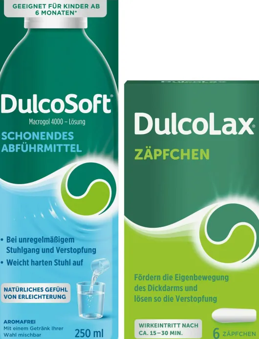 Dulcosoft Lösung 250 ml + Dulcolax Suppositorien 6 Stück