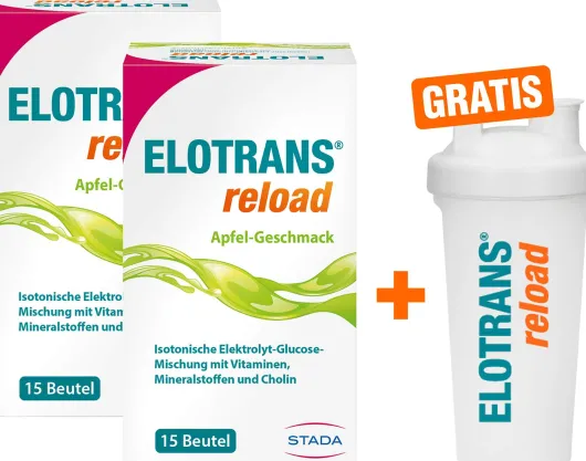 Elotrans reload Apfel 2 x 15 Beutel + gratis Elotrans reload Shaker 1 Stück