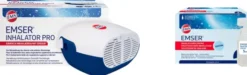 Emser Inhalator Pro Druckluftvernebler 1 Stück + gratis Inhalationslösung 20 x 5 ml 20 Ampullen