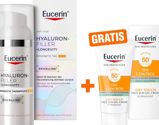 Eucerin Anti-Age Hyaluron-Filler Epigenetic LSF 30 50 ml Tagescreme + gratis Eucerin Sun Oil Control Gel-Creme 20 ml