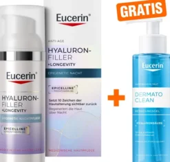 Eucerin Anti-Age Hyaluron-Filler Epigenetic Nachtpflege 50 ml Creme + gratis DermatoClean Hyaluron Reinigungsgel 200 ml