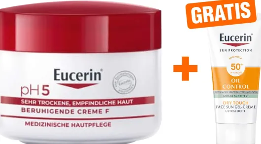 Eucerin pH5 Creme F 75 ml + gratis Eucerin Sun Gelcreme Oil Control 20 ml