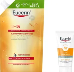 Eucerin pH5 Duschöl 400 ml Nachfüllbeutel empfindliche Haut + gratis Eucerin Sun Gelcreme Oil Control 20 ml