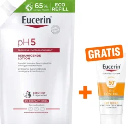 Eucerin pH5 Lotion 400ml Nachfüllbeutel empfindliche Haut + gratis Eucerin Sun Gel-Creme Oil Control 20 ml