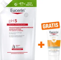 Eucerin pH5 Waschlotion empfindliche Haut Nachfüllbeutel 400 ml + gratis Eucerin Sun Gelcreme Oil Control 20 ml