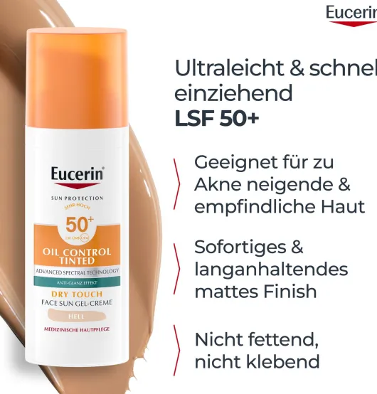 Eucerin Sun Oil Control Face Fluid Getönt (Hell) LSF 50 50 ml