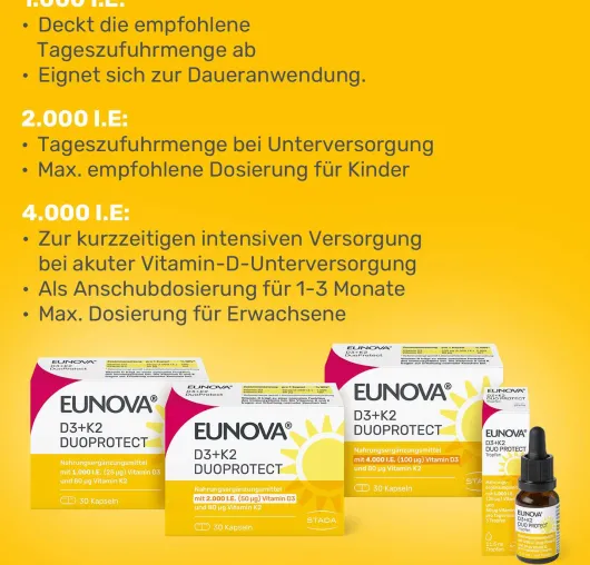 Eunova DuoProtect D3 + K2 2000 I.E. 90 Kapseln