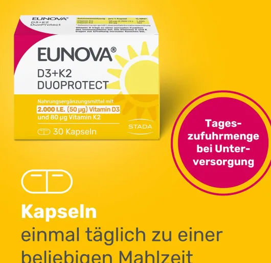 Eunova DuoProtect D3 + K2 2000 I.E. 90 Kapseln