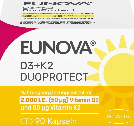 Eunova DuoProtect D3 + K2 2000 I.E. 90 Kapseln