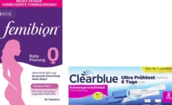 Femibion 0 Babyplanung 56 Tabletten + Clearblue Schwangerschaftstest Frühe Erkennung 2 Stück