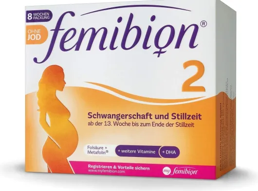 Femibion 2 Schwangerschaft ohne Jod 2 x 60 Tabletten und Kapseln Kombipackung