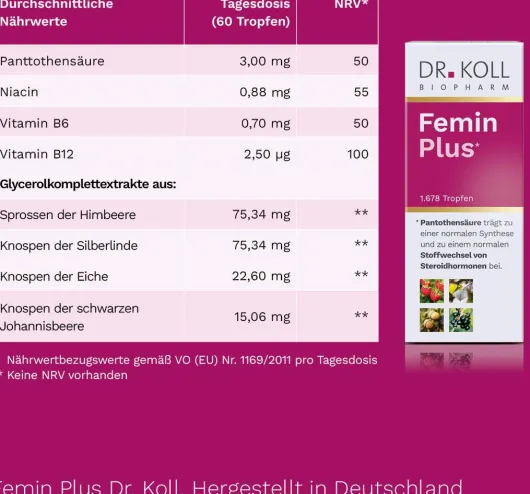 Femin Plus Dr.Koll Gemmo Komplex Himbeer Vitamin B 50 ml Tropfen