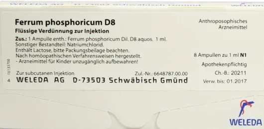 Ferrum Phosphoricum D 8 Ampullen 8 X 1 ml