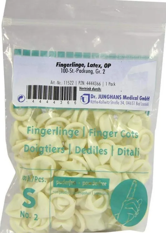 Fingerling Op Latex Gr.2 Gerollt 100 Stück