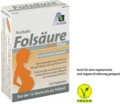 Folsäure 400 Plus B12 + Jod 120 Tabletten