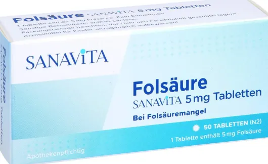 Folsäure Sanacita 5 mg 50 Tabletten