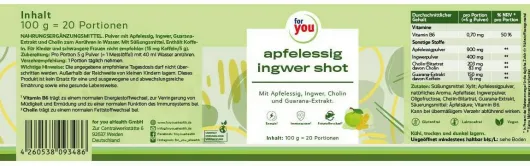 For You Apfelessig Ingwer Shot 100 G