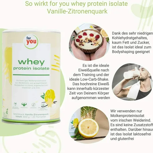For You Whey Protein Isolate Vanille - Zitronenquark 600 G