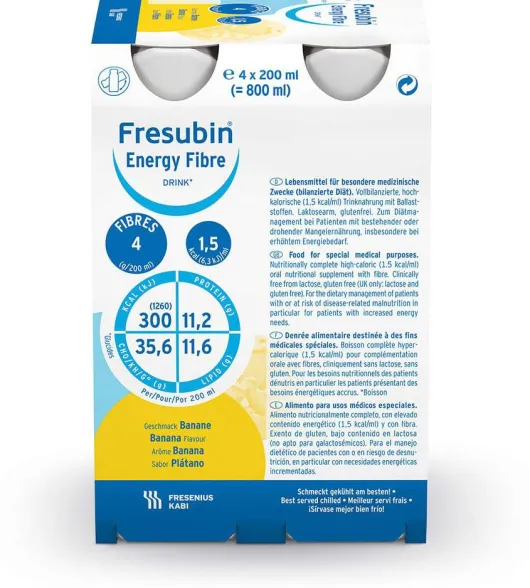 Fresubin Energy Fibre Drink Banane Trinkflasche 4 X 200 ml