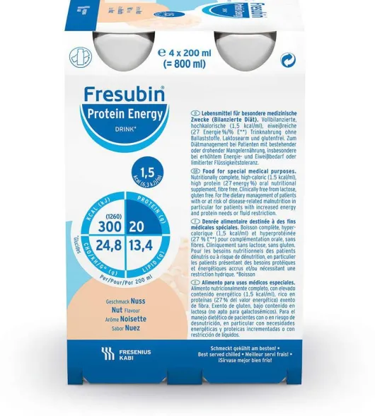 Fresubin Protein Energy Drink Nuss Trinkflasche 4 X 200 ml