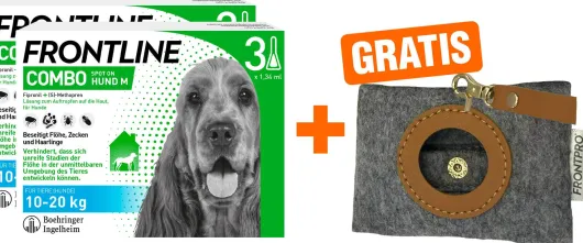 Frontline Combo Spot On Hund M 10-20 kg 2 x 3 Pipetten + gratis Frontline Hundekotbeutelspender