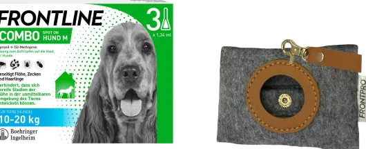 Frontline Combo Spot On Hund M 10-20 kg 3 Pipetten + gratis Frontline Hundekotbeutelspender