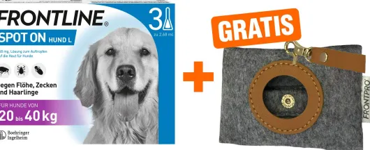 Frontline Spot On Hund L 20-40 kg 3 Pipetten + gratis Frontline Hundekotbeutelspender