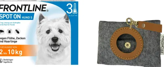 Frontline Spot On Hund S 2-10 kg 3 Pipetten + gratis Frontline Hundekotbeutelspender