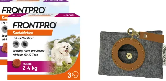 Frontpro 11,3 mg für den Hund 2 x 3 Kautabletten + gratis Hundebeutelspender 1 Stück