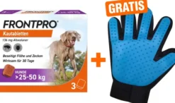 Frontpro 136 mg für Hunde 25-50 kg 3 Kautabletten + gratis Fellhandschuh