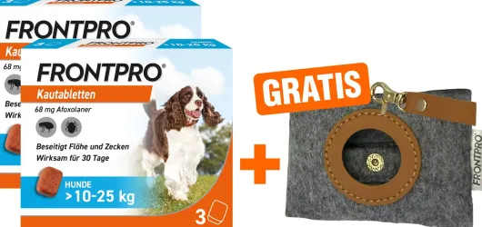 Frontpro 68 mg für Hunde 2 x 3 Kautabletten + gratis Hundebeutelspender 1 Stück