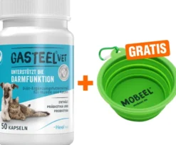 Gasteel Vet Kapseln für Hund und Katze 50 Stück + gratis Mobeel Faltnapf 1 Stück