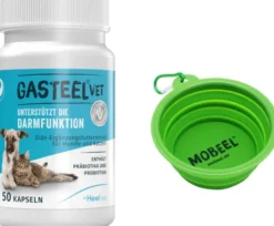 Gasteel Vet Kapseln für Hund und Katze 50 Stück + gratis Mobeel Faltnapf 1 Stück