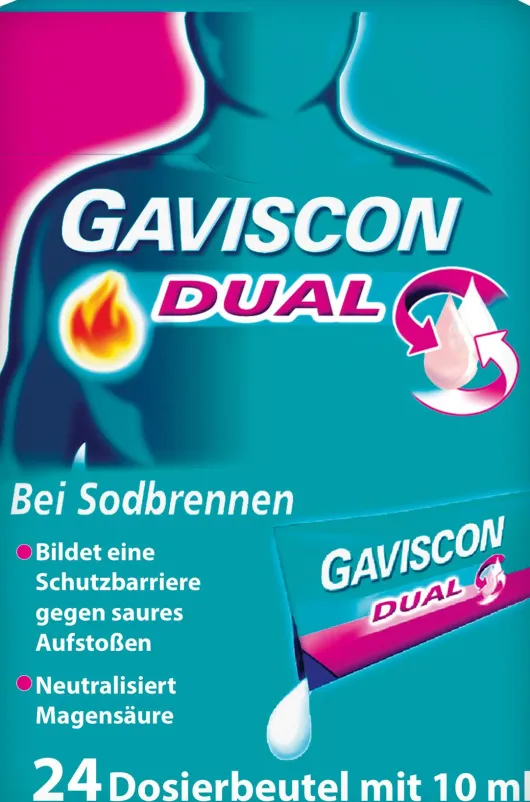 Gaviscon Dual 500 mg-213 mg-325 mg Suspension 24 x 10 ml bei Sodbrennen