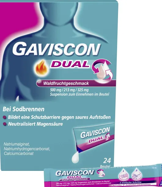 Gaviscon Dual Suspension Waldfrucht 500 mg-213 mg-325 mg 24 x 10 ml
