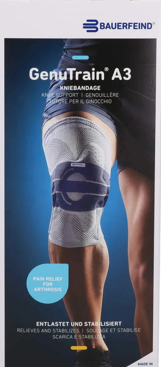 Genutrain A3 Kniebandage Links Gr.5 Natur Blau