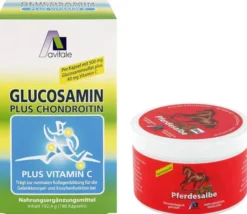 Glucosamin 500 mg + Chondroitin 400 mg + gratis Pferdesalbe m. Rosskastanie 250ml