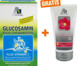 Glucosamin 500 mg + Chondroitin 400 mg + gratis Teufelskralle 150 ml Gel