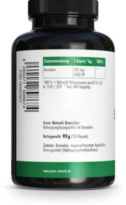 Green Naturals Bromelain 500 mg Vegan 150 Kapseln