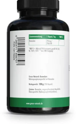 Green Naturals Bromelain 750 mg vegan mit 7500 FIP 150 Kapseln
