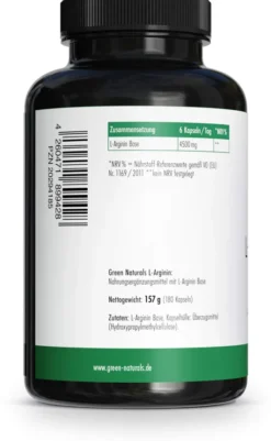 Green Naturals L-Arginin Base 4500 mg vegan 180 Kapseln