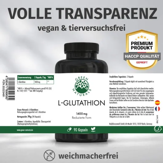 Green Naturals L-Glutathion 1400 mg vegan 90 Kapseln