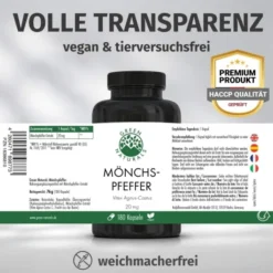 Green Naturals Mönchspfeffer 20mg Hochdosiert 180 Kapseln
