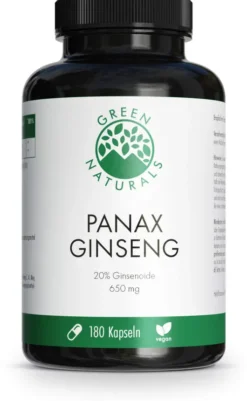 Green Naturals Panax Ginseng hochdosierte vegane 180 Kapseln