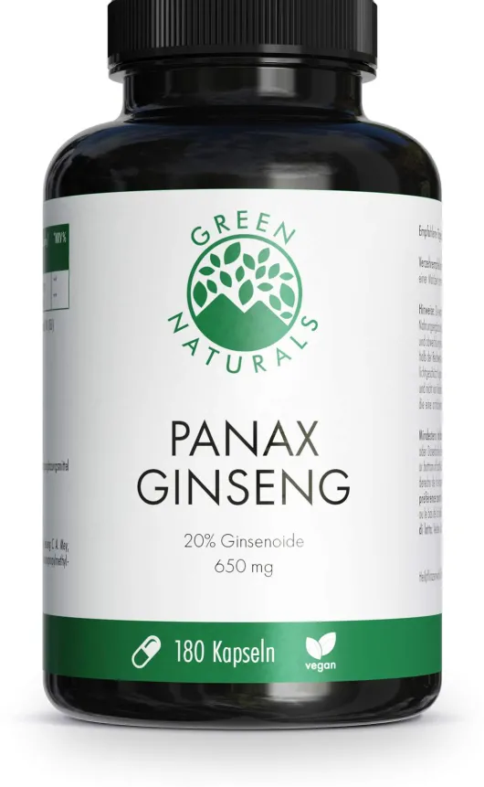 Green Naturals Panax Ginseng hochdosierte vegane 180 Kapseln