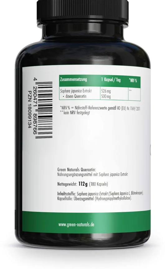 Green Naturals Quercetin 500 mg 180 Kapseln