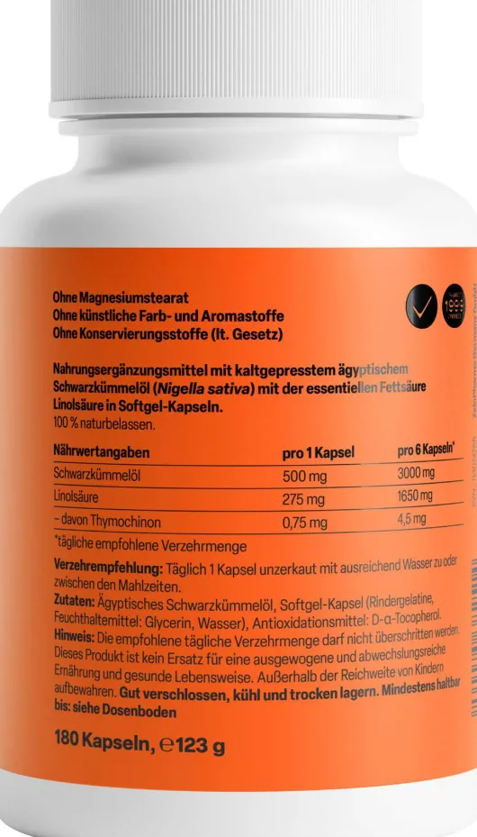 Ägyptisches Schwarzkümmelöl 180 Kapseln