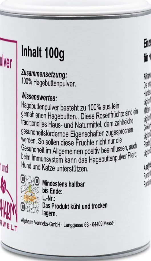 Hagebutten 100 g Pulver für Haustiere und Pferde