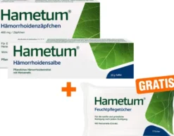 Hametum Hämorrhoiden Salbe 25 g + 10 Zäpfchen + gratis Feuchttücher