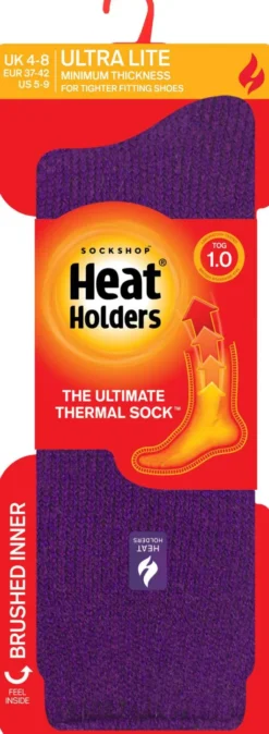 HeatHolders Damen lila Ultra - Lite - Thermosocken Größe 37 - 42 1 Paar